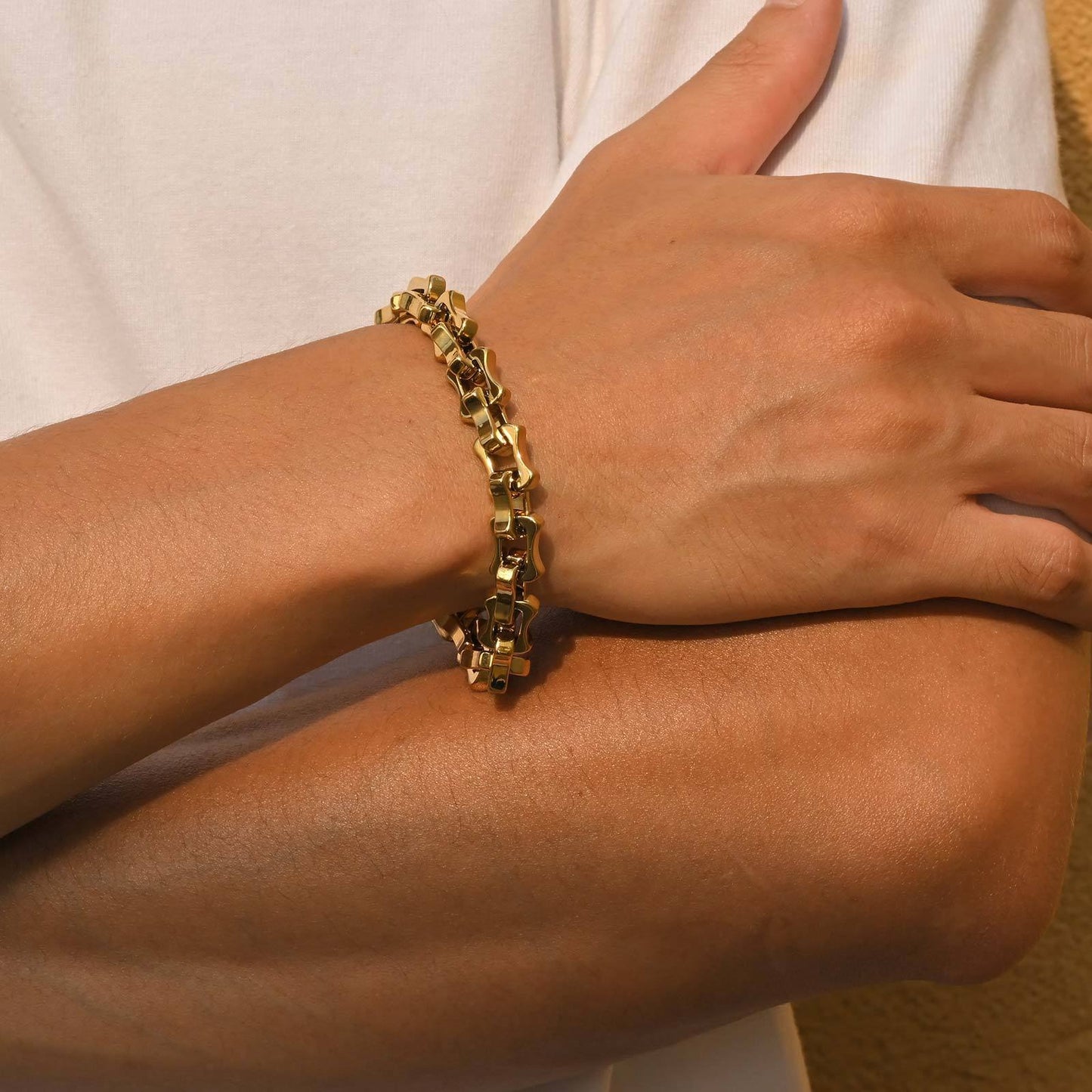 Kemstone Stainless Steel Biker Chain Bracelet – Handmade Punk Men’s Jewelry BR-1986