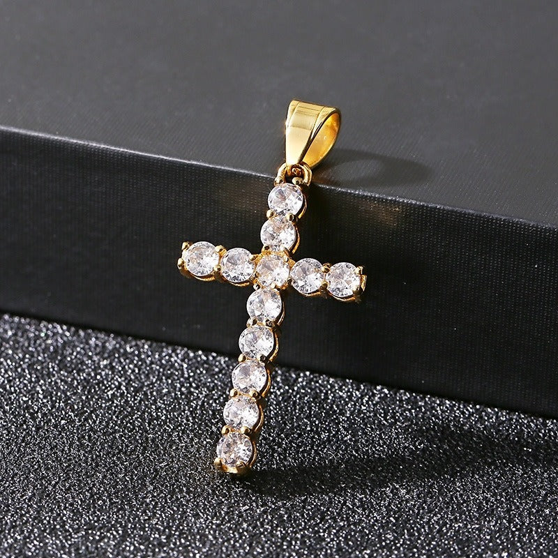 Ciondolo a croce in acciaio inossidabile Kemstone Urban Edge - Zircone micro-incastonato Hip-Hop per uomo KP116402