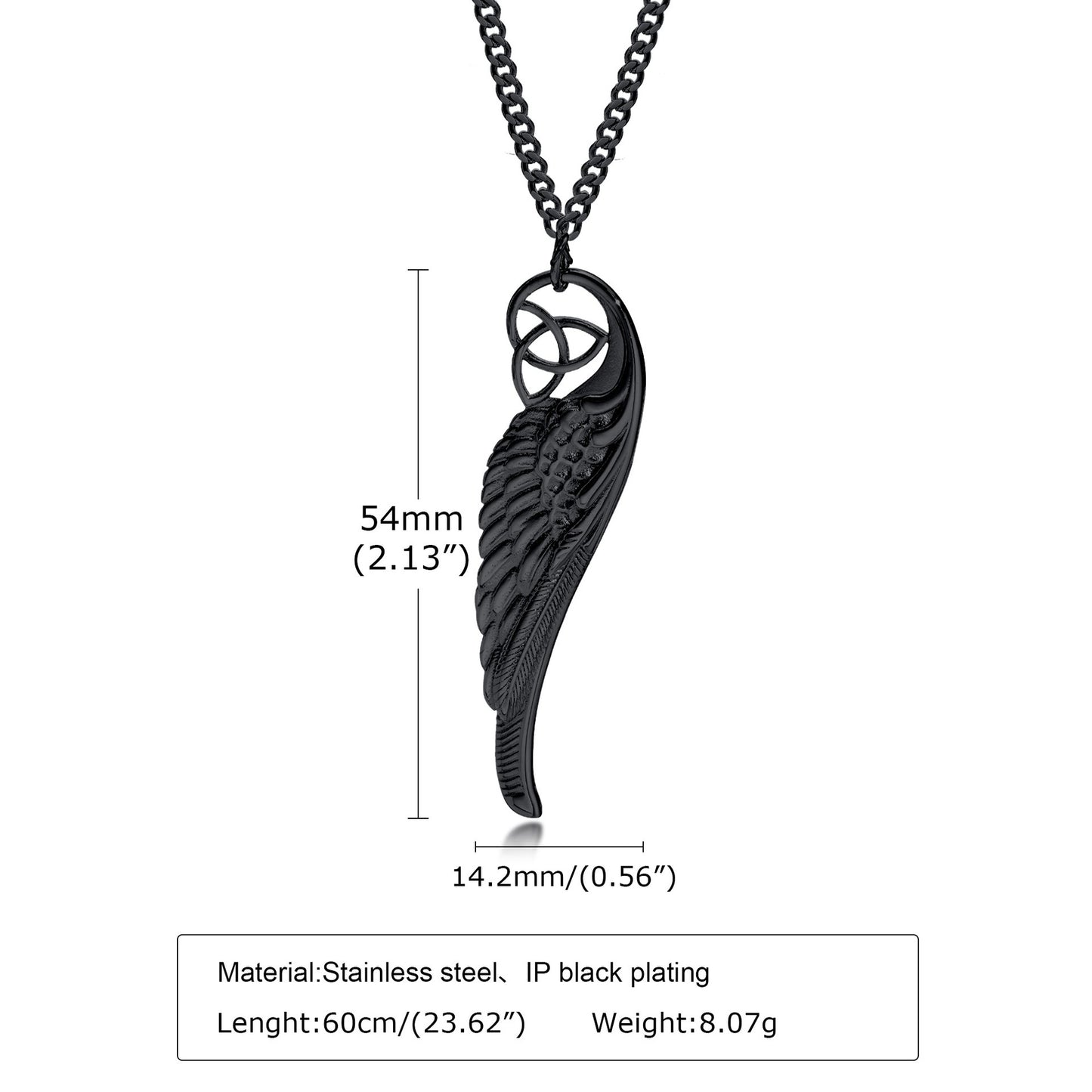 Kemstone Men’s Stainless Steel Celtic Knot Angel Wing Necklace – Vintage Pendant Gold/Black PN-1682