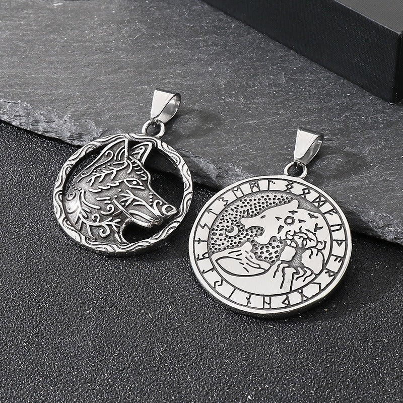 Kemstone Viking Wolf Pendant Necklace for Men – Stainless Steel Symbol Jewelry KP116382-MZOZ
