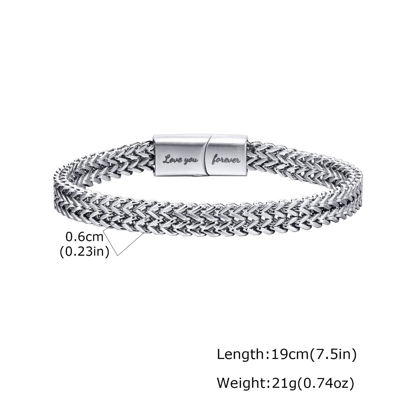 Kemstone Men’s Stainless Steel Dragon Bone Chain Bracelet – Brushed Silver BR-1733