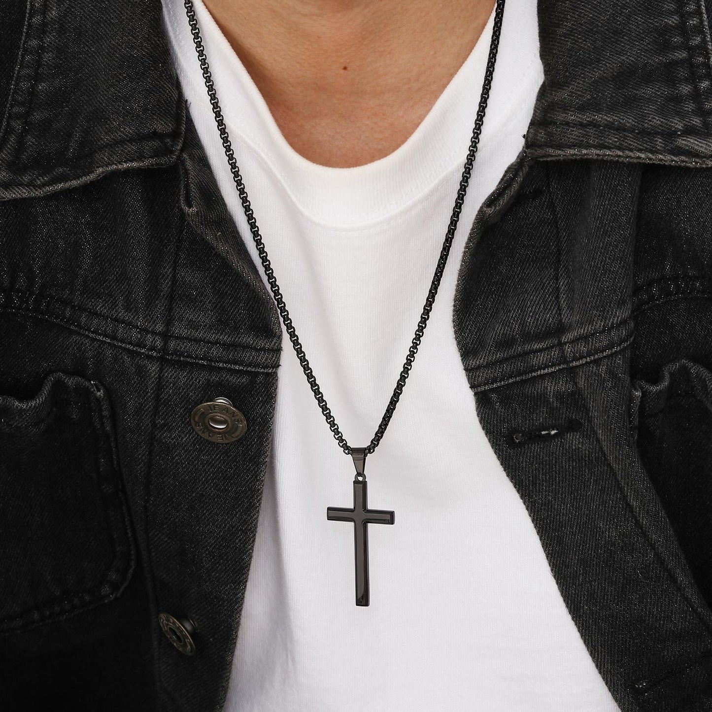 Steel Cross Pendant Necklace – Polished Minimalism in Silver, Gold & Black PN2045