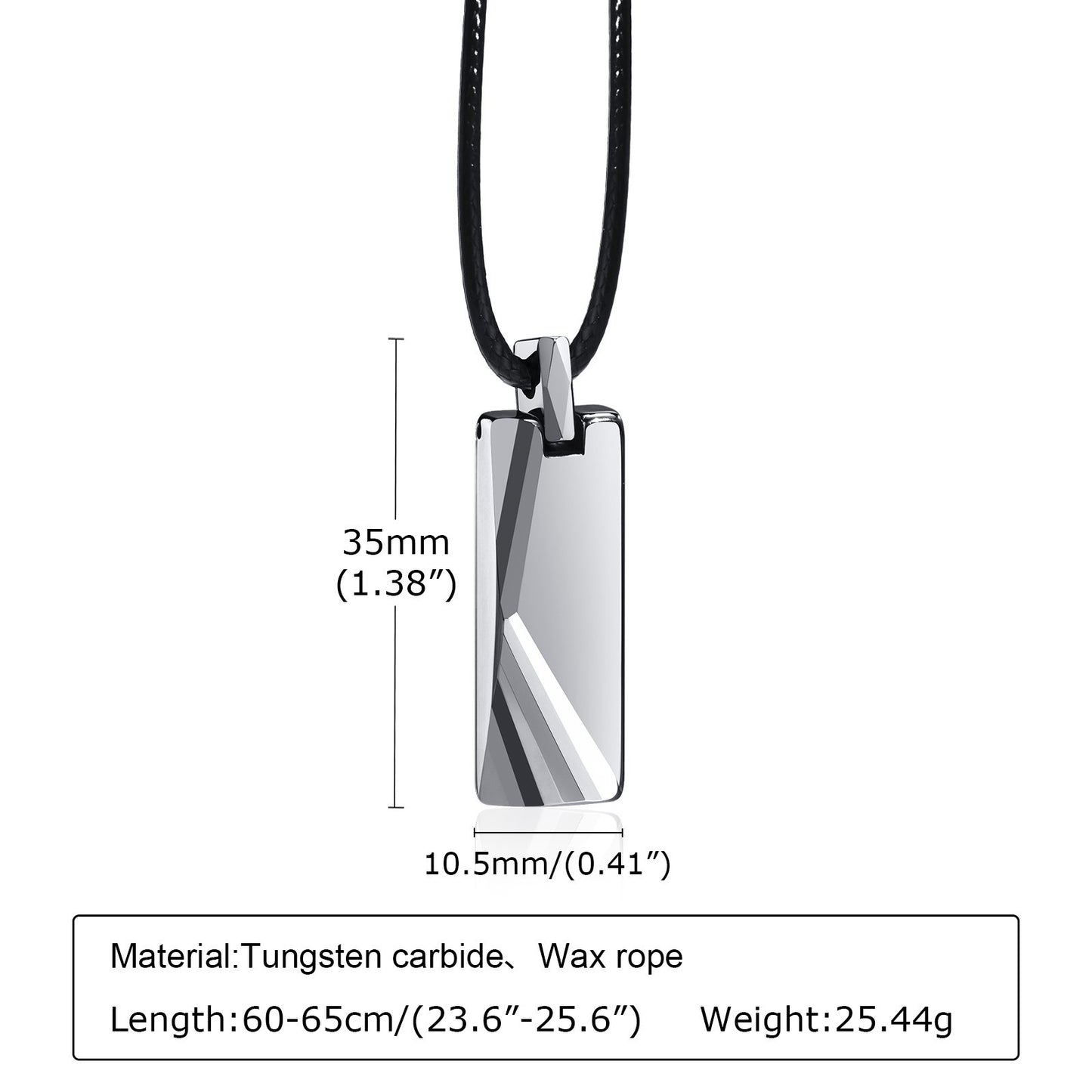 Men’s Geometric Tungsten Pendant Necklace – Minimalist Power in Polished Steel PN753