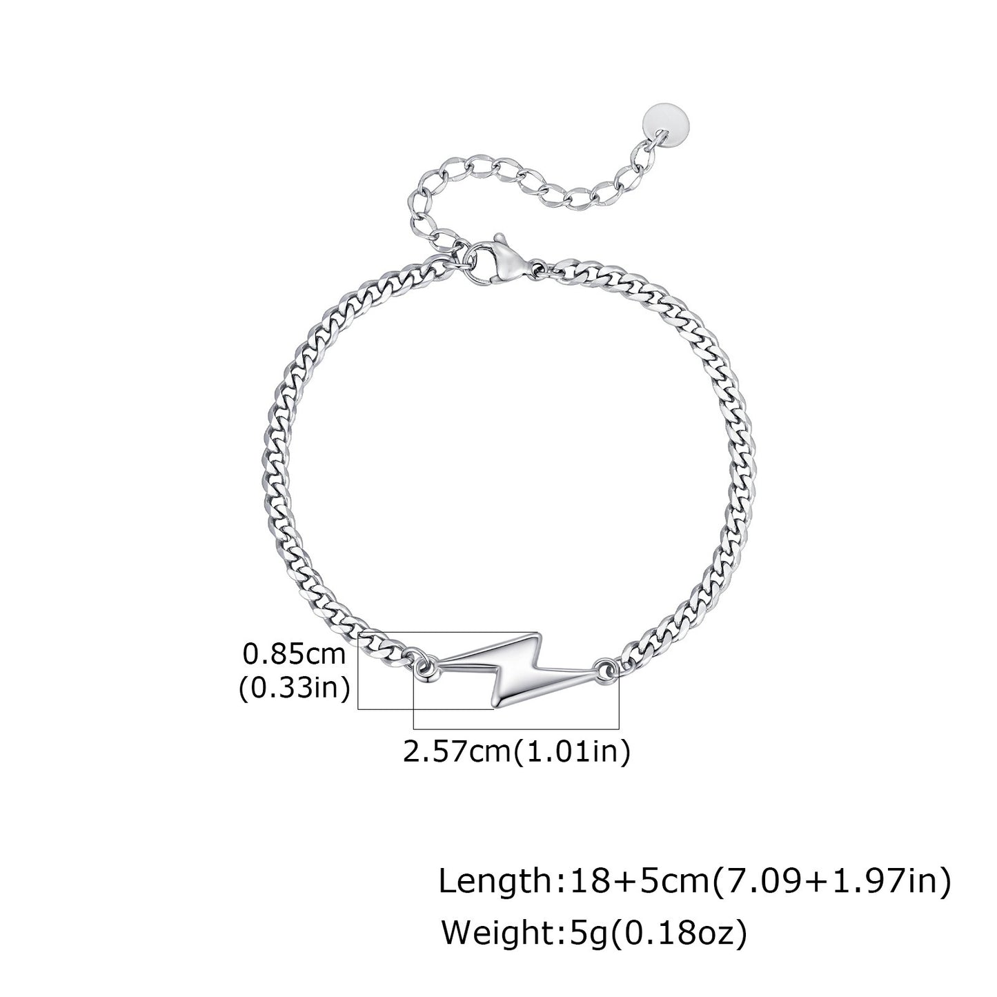 Kemstone Lightning Bolt Bracelet – Stainless Steel Couples Jewelry, Silver/Gold BR-2620