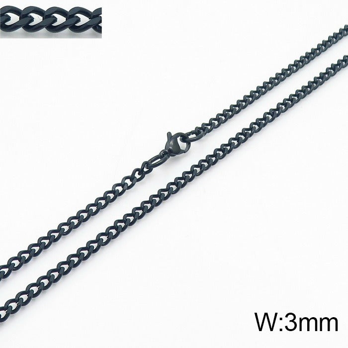 Kemstone Men’s Stainless Steel Curb Chain Necklace – 3-9.5mm Width, 45-50cm, Minimalist Street Armor KN93473-Z