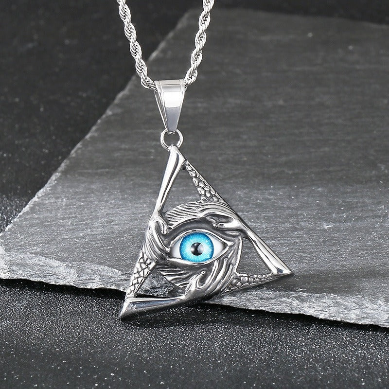 Kemstone Viking Compass Necklace – Titanium Steel Evil Eye Amulet KP116383-MZOZ