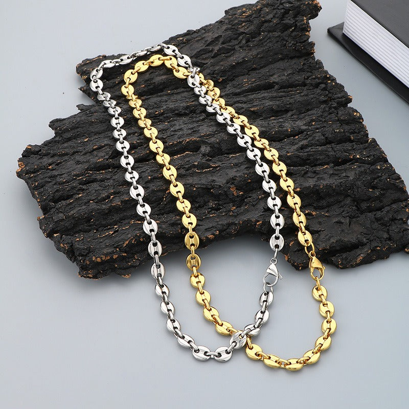 Kemstone Titanium Steel Chain Bracelet – Geometric Pig Nose Link for Men | Urban Gothic Streetwear Style KS193903-Z