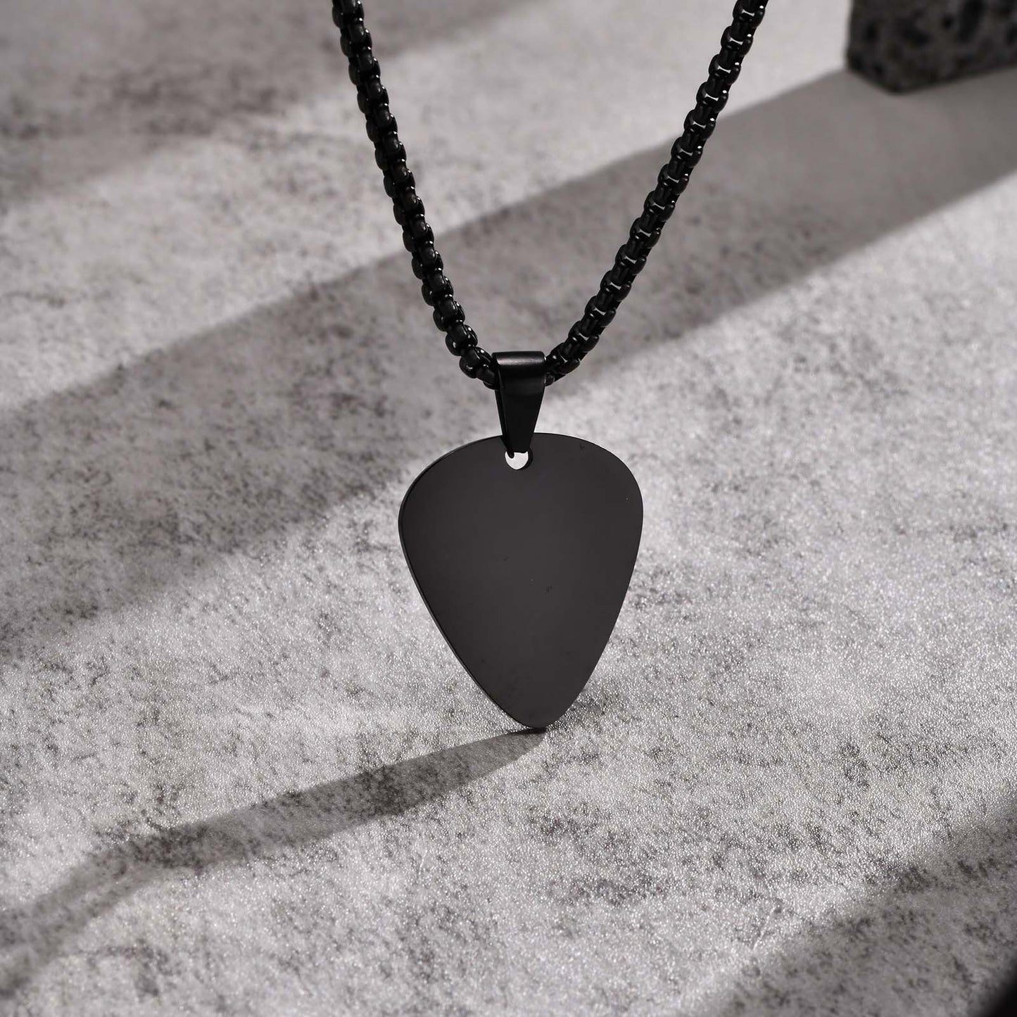 Kemstone Steel Guitar Pick Pendant Necklace – 316L Stainless Steel Minimalist Rock Jewelry PN-1843