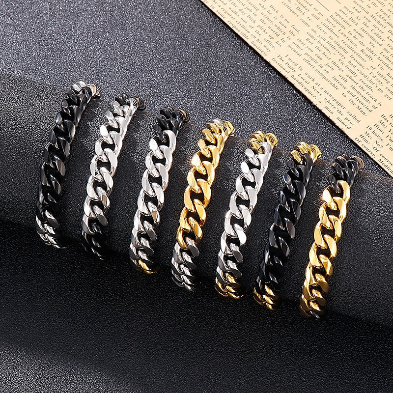 Kemstone Modular Titanium Steel Bracelet – Multi-Tone Urban Link Design, Adjustable Streetwear Accessory for Men KB139945-Z
