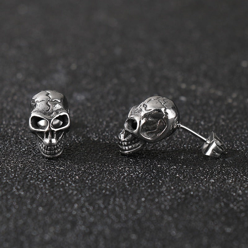 Kemstone Men’s Stainless Steel Skull Stud Earrings – Gothic Punk Style KE117706-KJX