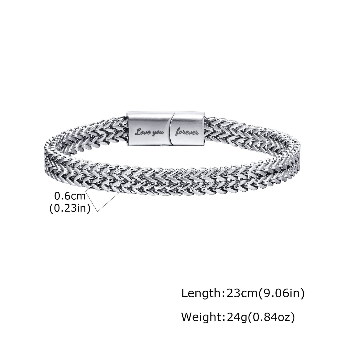 Kemstone Men’s Stainless Steel Dragon Bone Chain Bracelet – Brushed Silver BR-1733