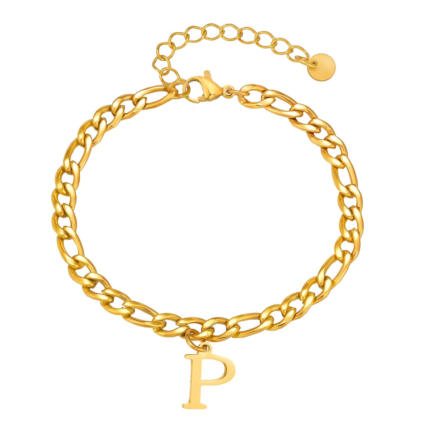 Kemstone Men's Stainless Steel 3:1 NK Chain Bracelet with Bold Alphabet Pendant - Durable Everyday Accessory for Casual to Formal Looks BR-2058