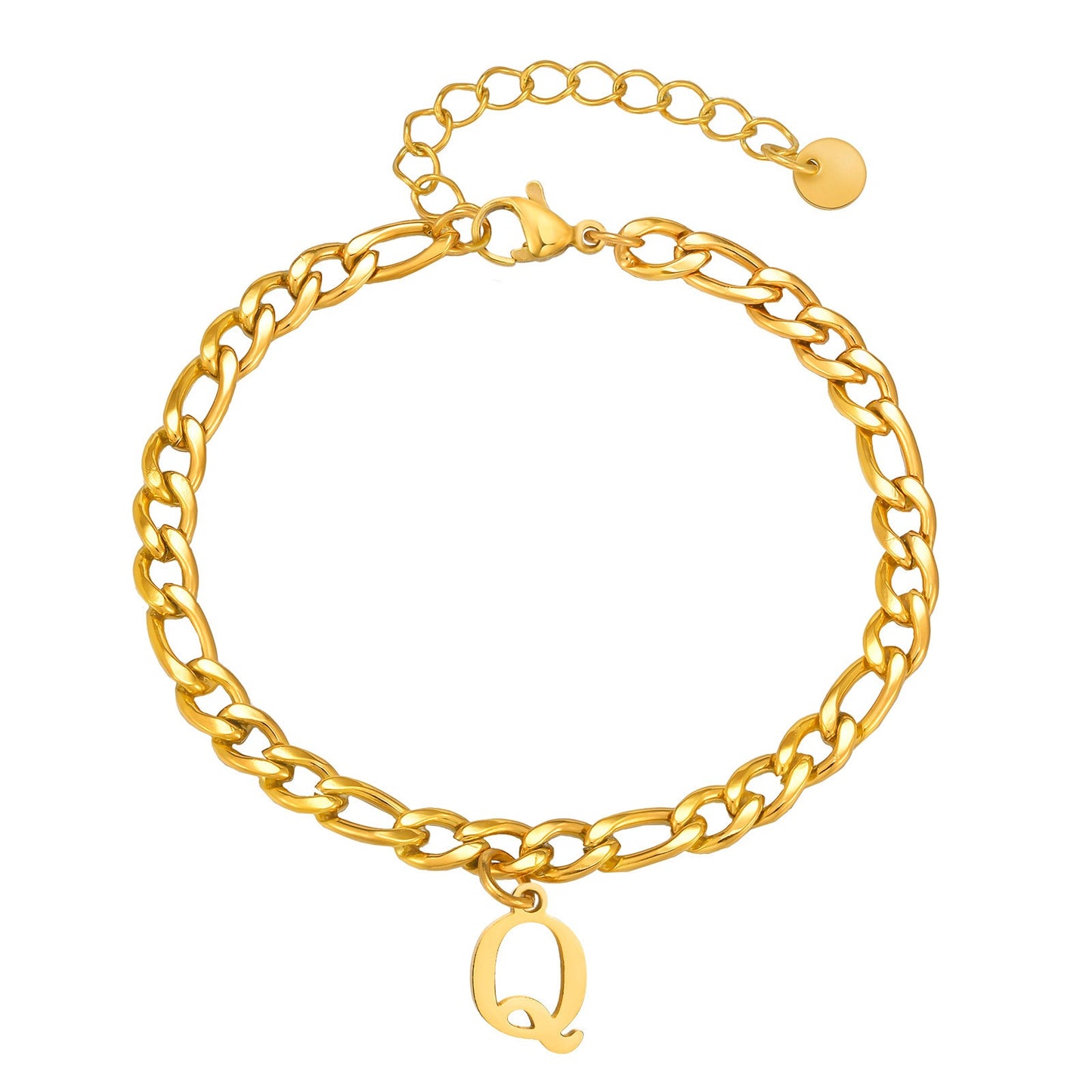 Kemstone Men's Stainless Steel 3:1 NK Chain Bracelet with Bold Alphabet Pendant - Durable Everyday Accessory for Casual to Formal Looks BR-2058