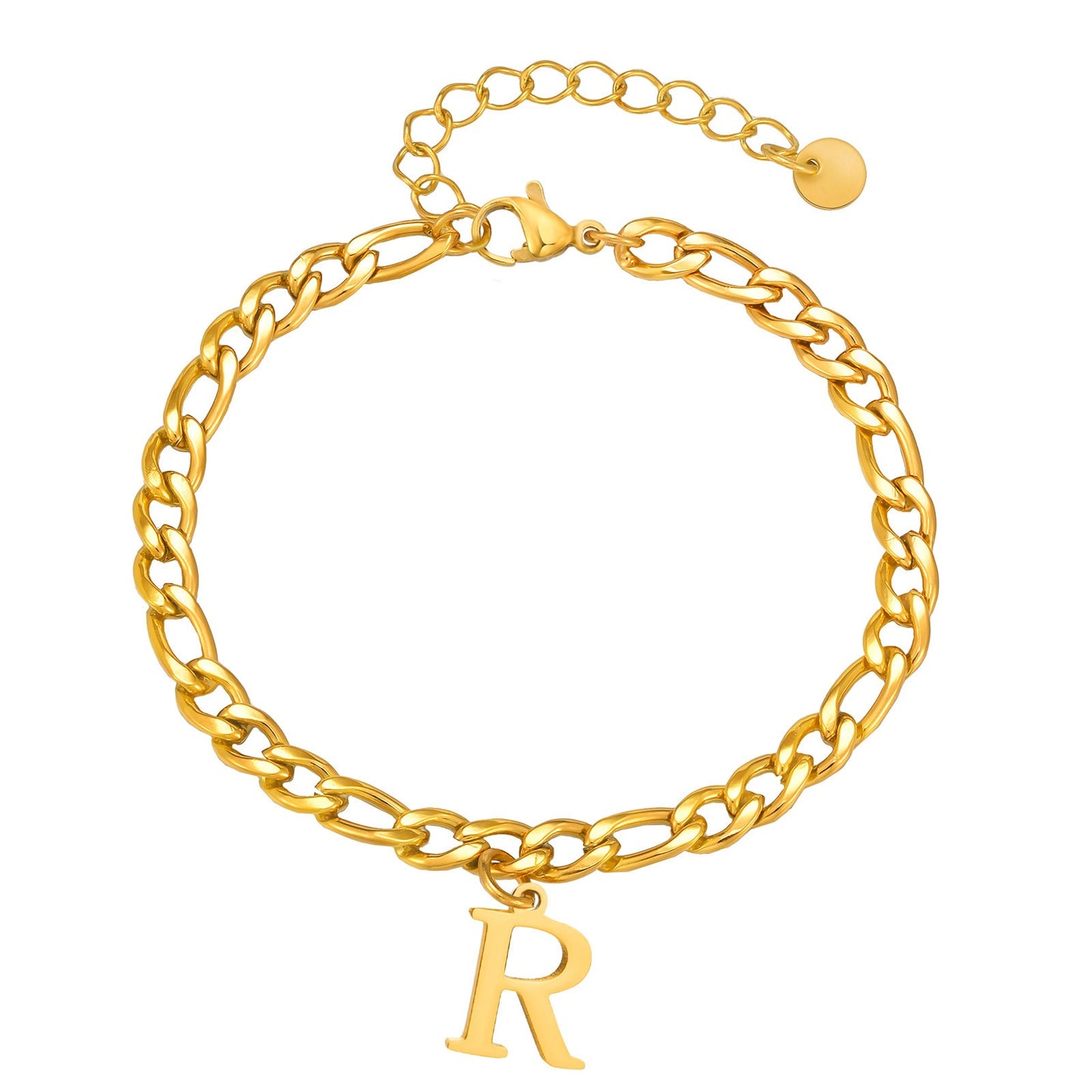 Kemstone Men's Stainless Steel 3:1 NK Chain Bracelet with Bold Alphabet Pendant - Durable Everyday Accessory for Casual to Formal Looks BR-2058