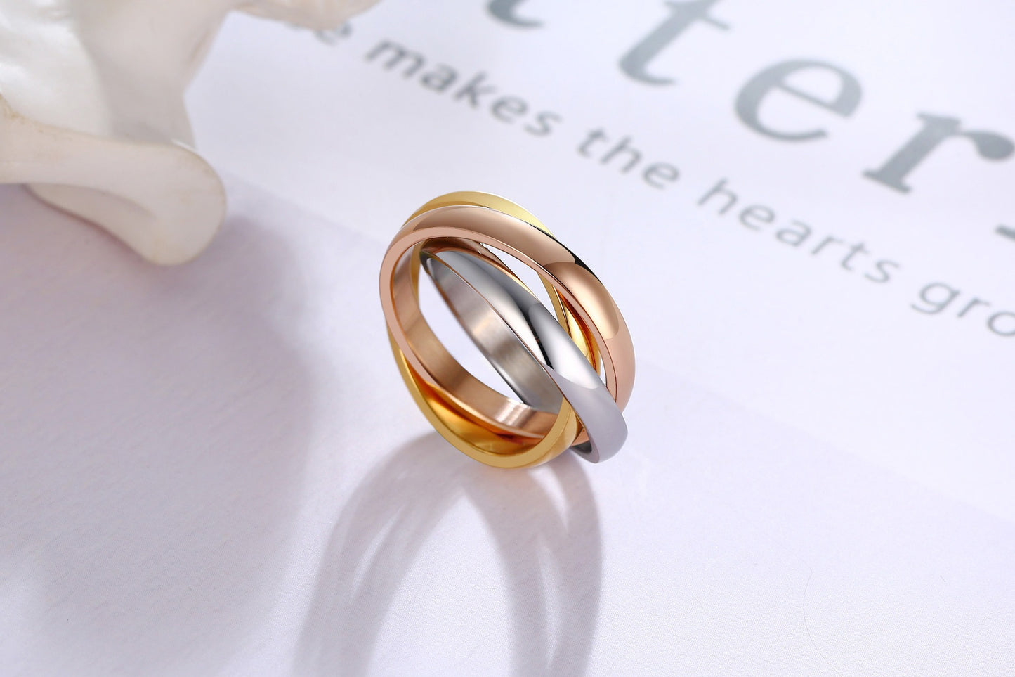 Kemstone “Trio Echo” Stackable Ring Set Three-Tone Stainless Steel Bands | Modern Minimalist Titanium Steel Jewelry | Hypoallergenic Everyday Elegance R-054