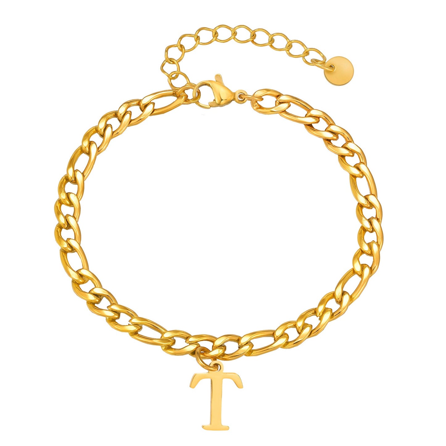 Kemstone Men's Stainless Steel 3:1 NK Chain Bracelet with Bold Alphabet Pendant - Durable Everyday Accessory for Casual to Formal Looks BR-2058