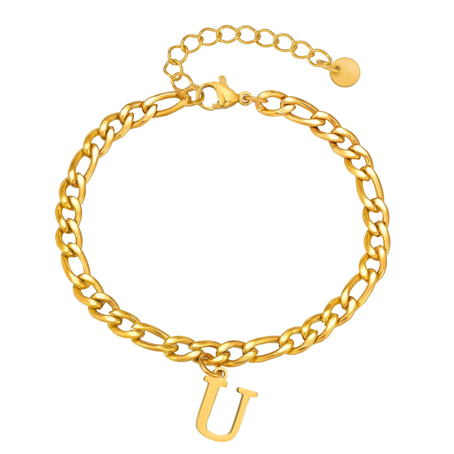 Kemstone Men's Stainless Steel 3:1 NK Chain Bracelet with Bold Alphabet Pendant - Durable Everyday Accessory for Casual to Formal Looks BR-2058