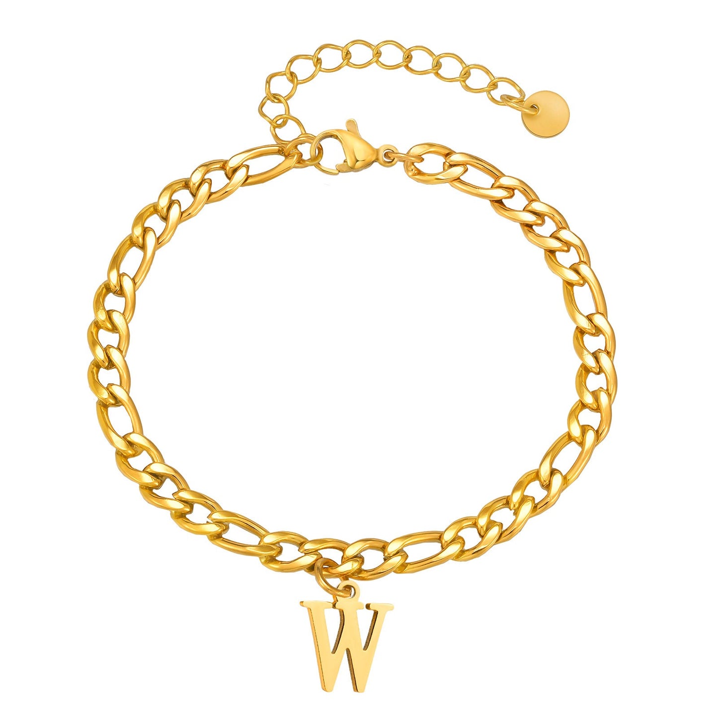 Kemstone Men's Stainless Steel 3:1 NK Chain Bracelet with Bold Alphabet Pendant - Durable Everyday Accessory for Casual to Formal Looks BR-2058