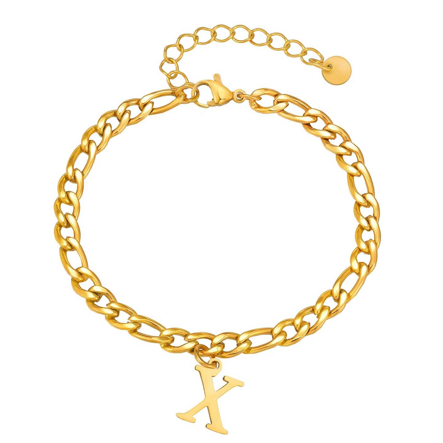 Kemstone Men's Stainless Steel 3:1 NK Chain Bracelet with Bold Alphabet Pendant - Durable Everyday Accessory for Casual to Formal Looks BR-2058