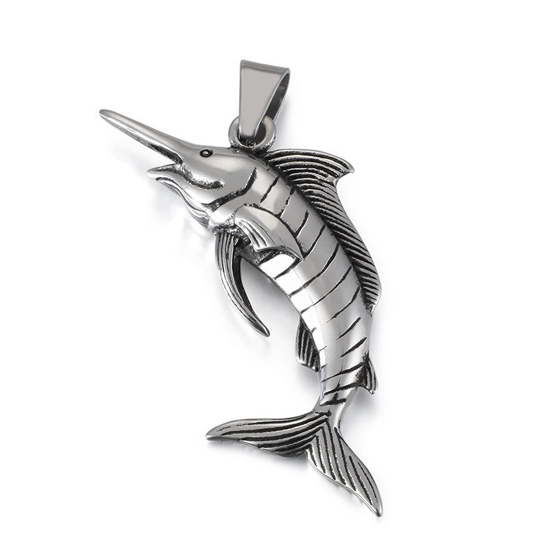 Kemstone Deep Sea Predator Pendant – Punk Tuna Necklace in Polished Stainless Steel KP57654-BD