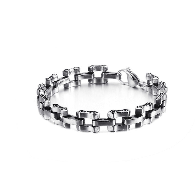 Kemstone Men’s Patterned Stainless Steel Chain Bracelet – Vintage Gothic Norse Punk KB120773-BD