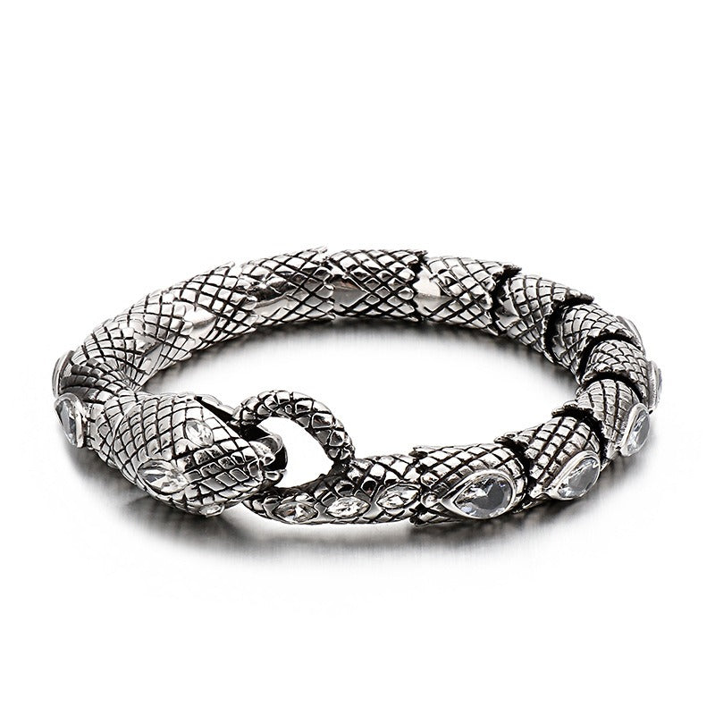 Gothic Snake Scale Chain Bracelet & Necklace – Vintage Titanium Steel Serpent Jewelry for Men KB126122