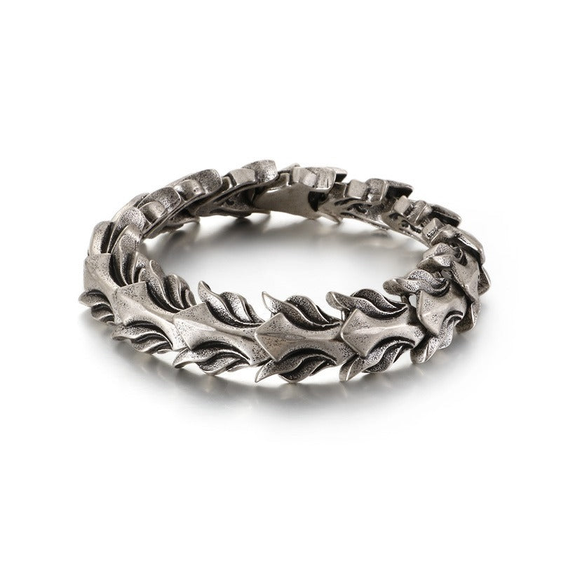 Kemstone Men's Titanium Steel Dragon Bone Chain - Urban Edge Bracelet for Everyday Boldness KB118446