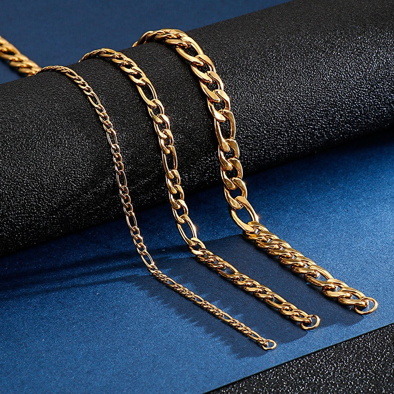 Kemstone NK Link Titanium Steel Chain – Matte & Polished Hip-Hop Necklace for Men KN93442-Z