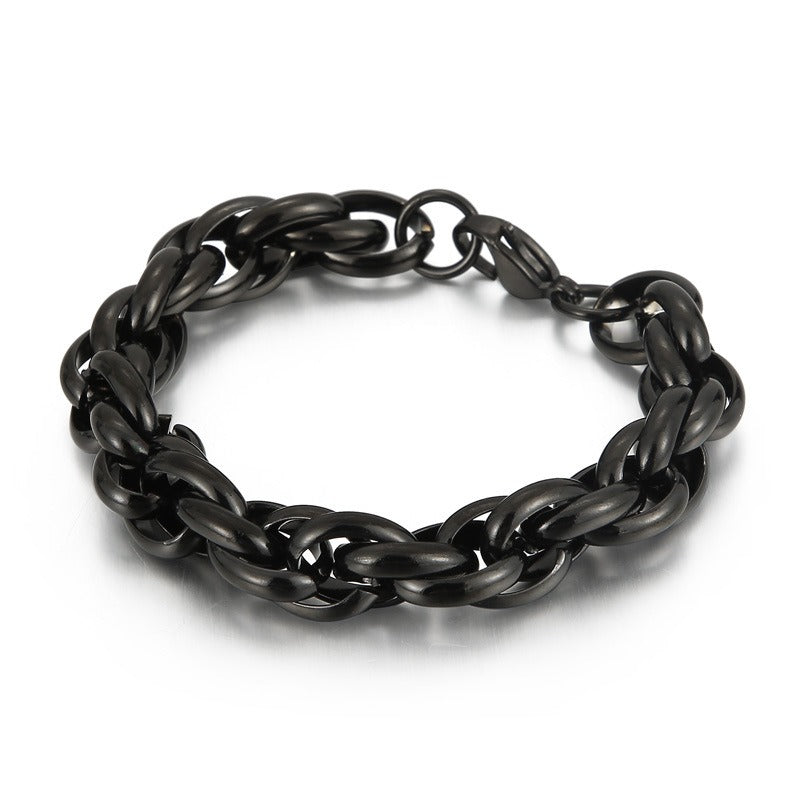 Kemstone Double-Clasp Adjustable Bracelet - Minimalist Stainless Steel Chain for Men's Daily Style KB107527-Z