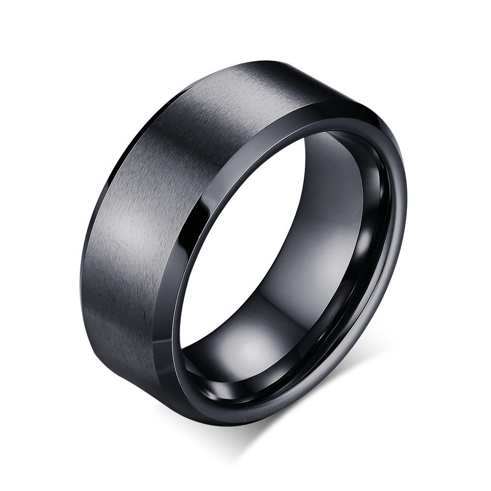 Kemstone Tungsten Ring for Men – 8mm Brushed Band with Viking Power Symbol, Scratch-Resistant TCR-011