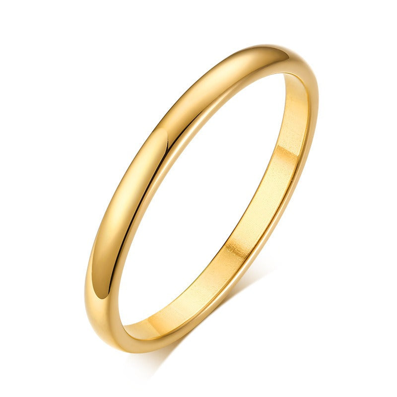 Kemstone 2mm Slim Circle Ring – Titanium Steel Stainless Steel Smooth Band for Daily Stacking R486