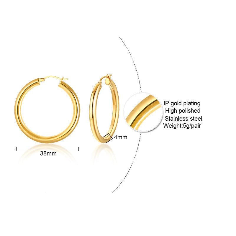 Aros minimalistas de acero y titanio Kemstone para mujer: oro y plata - Elegancia ligera y cotidiana EH-239