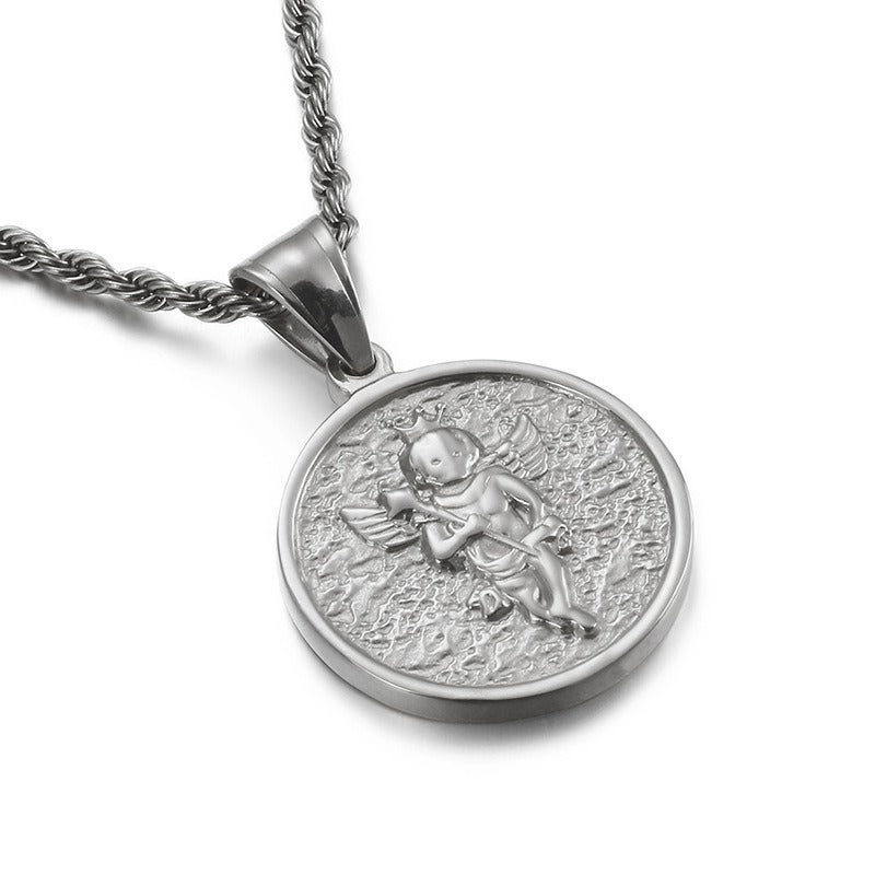 Kemstone 316L Stainless Steel Angel Halo Pendant – Minimalist Titanium Steel Chain KP80822-Z