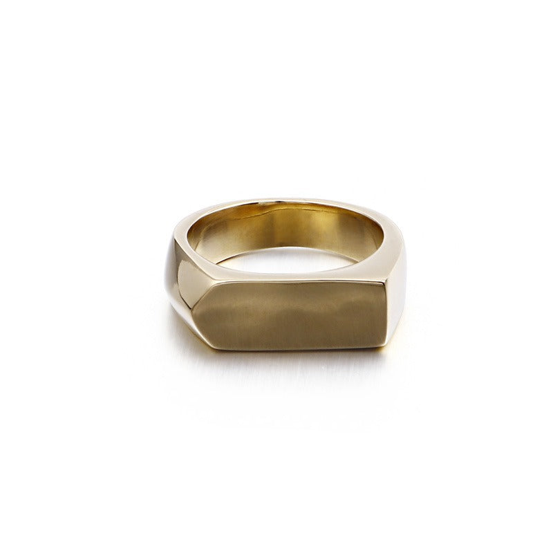 Kemstone Geometric Titanium Steel Ring – Matte Urban Streetwear Band for Men | Gothic Hip-Hop Style KR86567-KHX