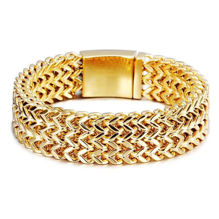 Kemstone Bold Chevron Chain Bracelet – 18K Gold Vacuum Plated Stainless Steel KB56408-D