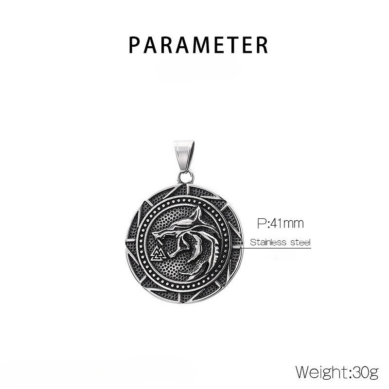 Kemstone Viking Wolf Pendant Necklace for Men – Stainless Steel Symbol Jewelry KP116382-MZOZ
