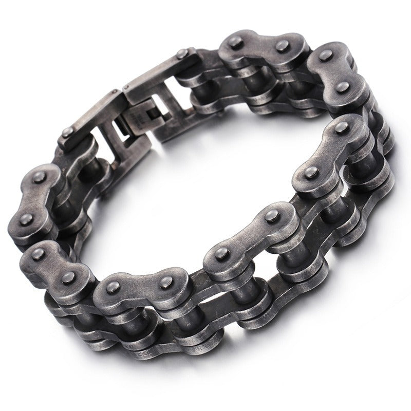 Kemstone Hip-Hop Bike Chain Bracelet – 22mm Titanium Steel Industrial Cuff for Streetwear KB18913-D