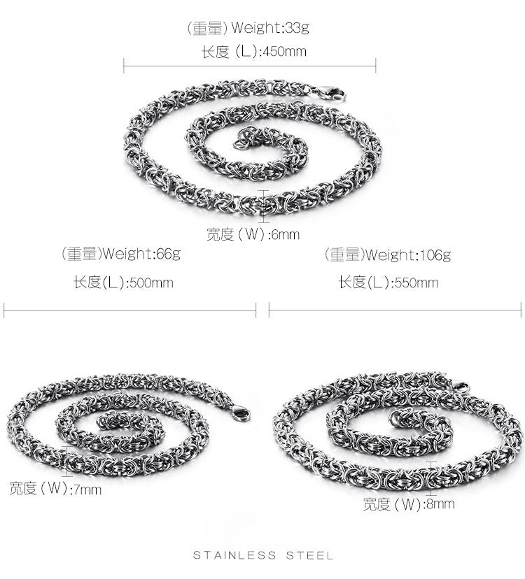 Kemstone Viking Dragonbone Chain Necklace for Men – Stainless Steel Biker Jewelry, 6-8mm KN93419-Z