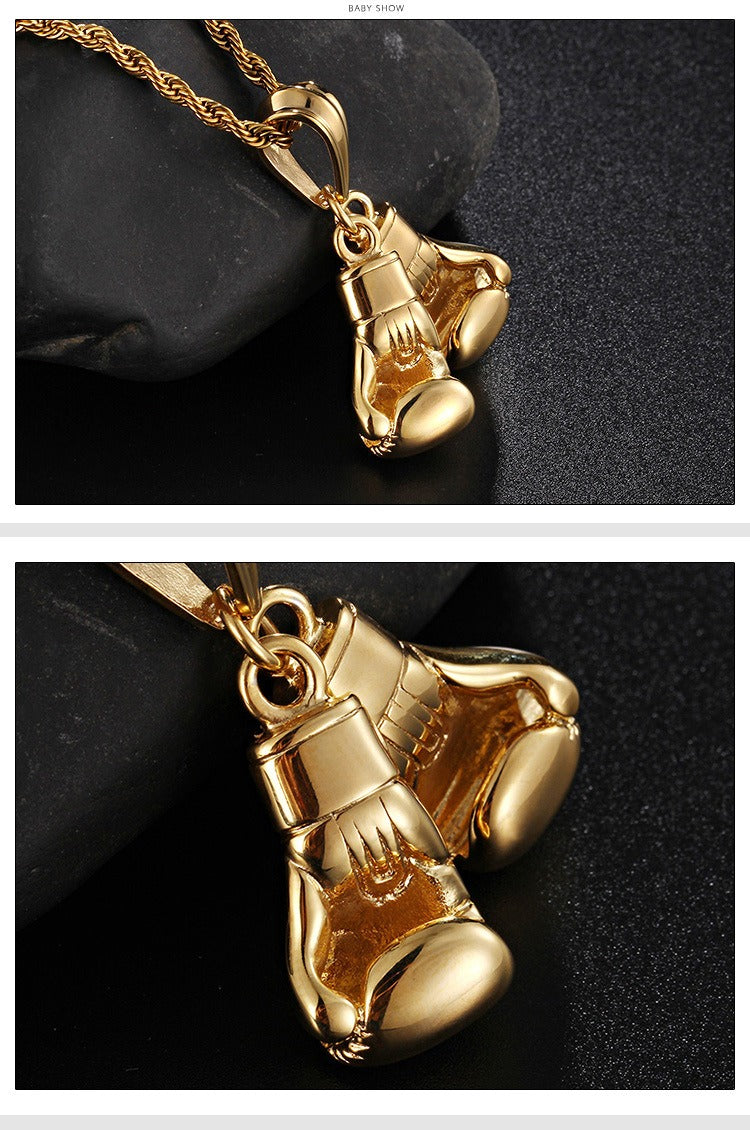 Kemstone Titanium Steel Boxing Glove Pendant – Heavyweight Fist Necklace for Men’s Street & Gym Style KP42085