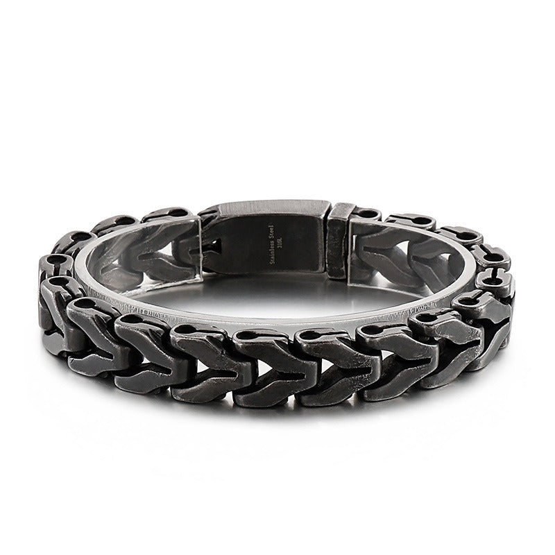 Kemstone Vintage Punk Titanium Steel Bone Chain Bracelet – Bold Retro Style KB148837