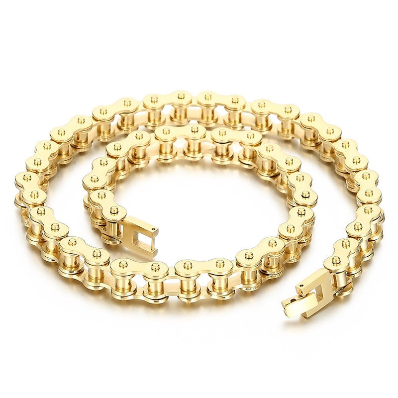 Kemstone Titanium Steel Bike Chain Necklace – Urban Style Cycling-Inspired Jewelry KN31603-K