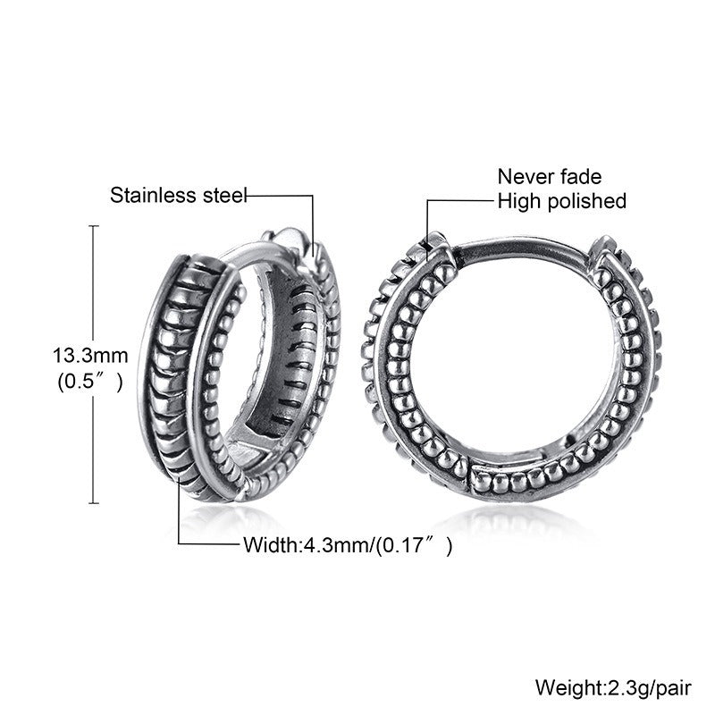 Kemstone Men’s Titanium Steel Hoop Earrings – Braided Rope Huggie Hoops EH-322