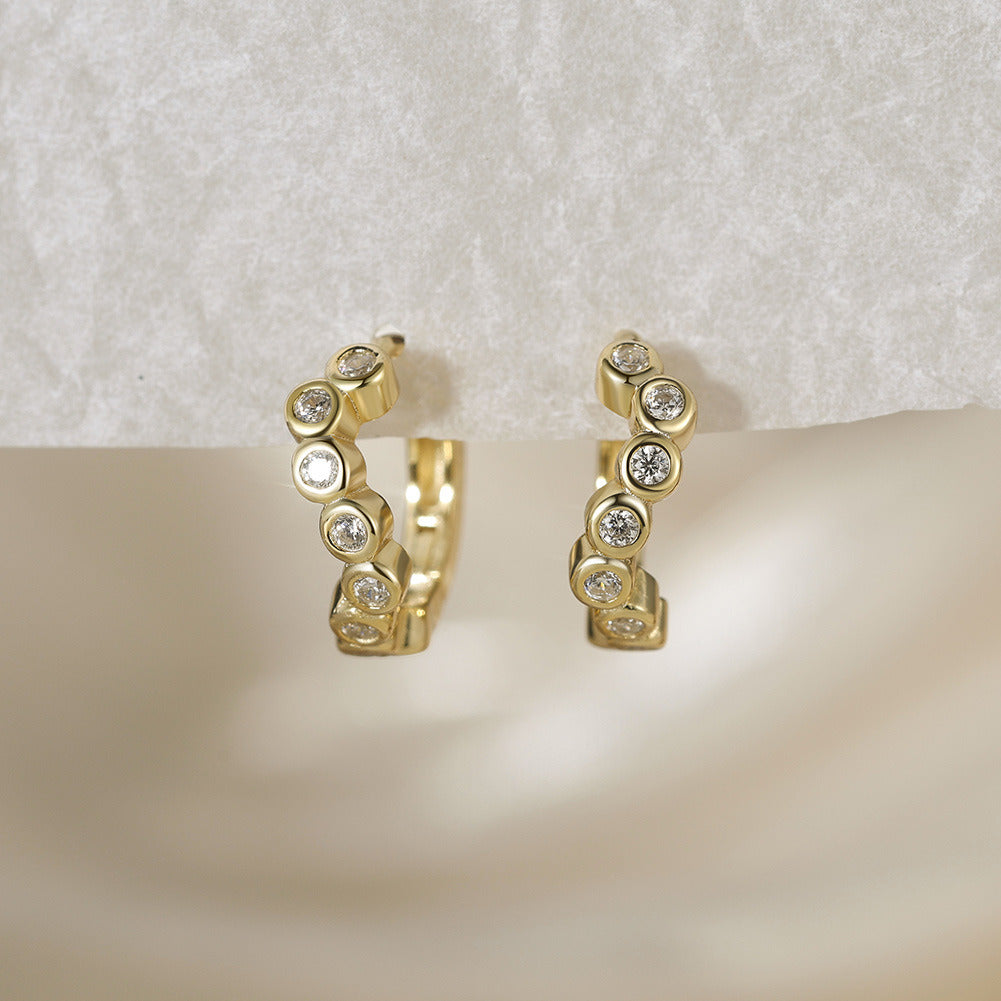 925 Sterling Silver Huggie Hoop Earrings for Women | CZ Pave Small Gold & Platinum Plated Handmade Jewelry by Kemstone A4-APE142