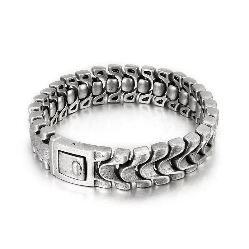 Kemstone Vintage Bolt-Chain Stainless Steel Bracelet - Bold Rugged Design for Men KB117455