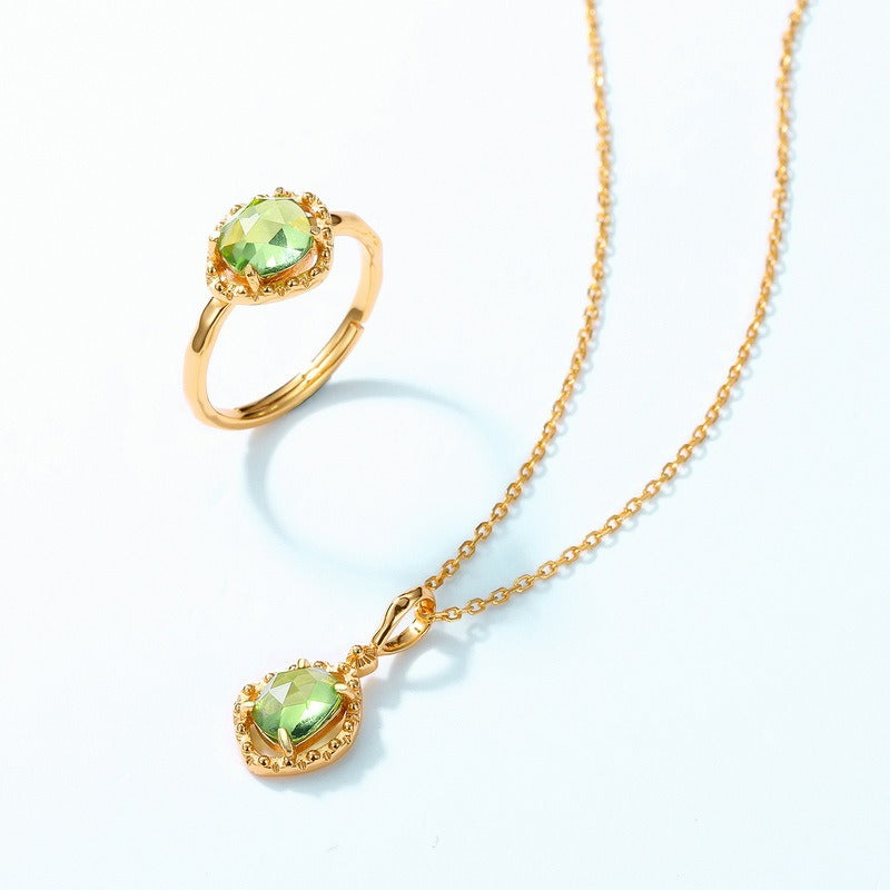 Collar con colgante de peridoto natural, diseño original, hecho a mano por Kemstone | Collar de oro y plata de ley S925 | Collar con colgante bohemio geométrico | Cadena de piedras preciosas, 45 cm