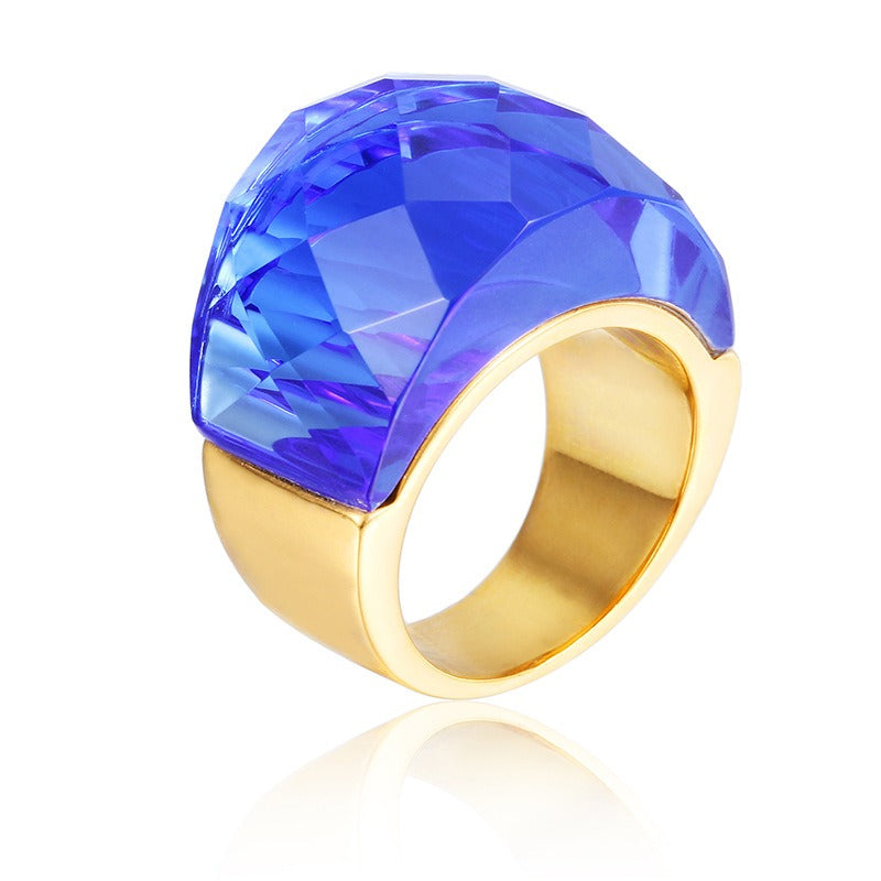 Anillo de oro de 18 quilates con baño electrolítico al vacío de Kemstone y cristal multicolor, diseño de estética simplificada KR31887-K