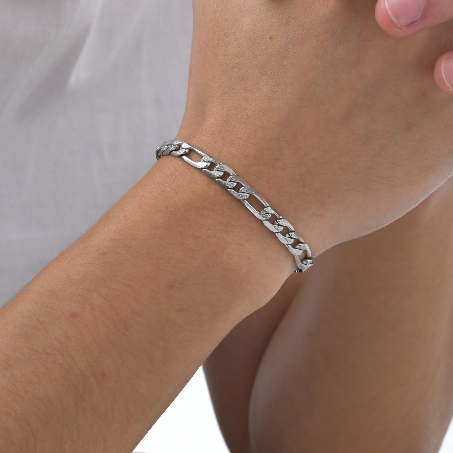 Pulsera Kemstone de acero inoxidable 3:1 con cadena NK de titanio y acero - 5 mm/7 mm, joyería unisex de oro y acero para uso diario BR-1076