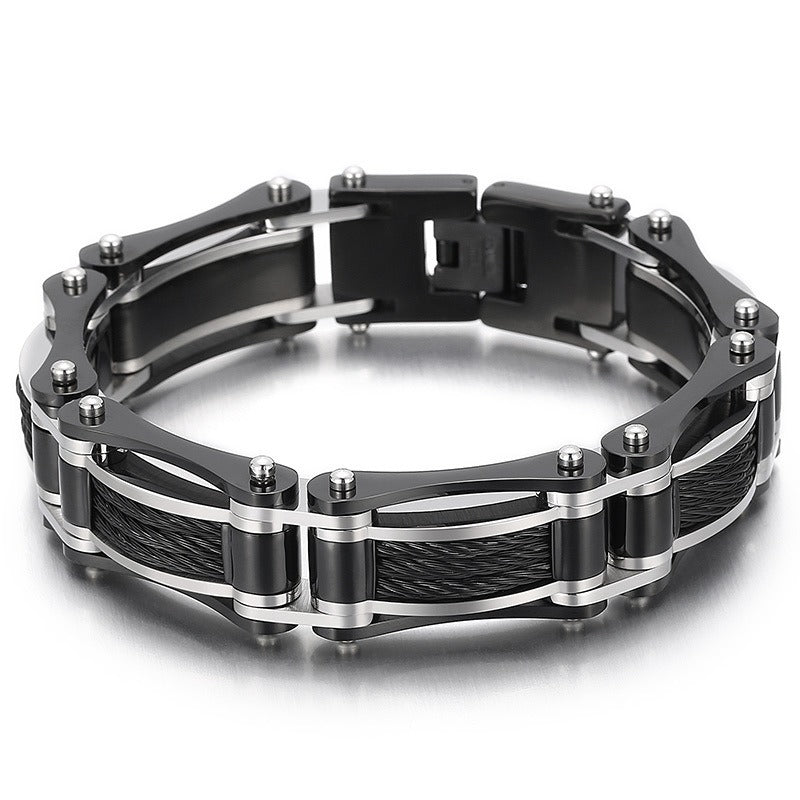 Kemstone Men's Titanium Steel Wire Rope Bracelet - Urban Cycling Inspired Design, Adjustable Cuff for Casual & Outdoor Style KB139387-KFC