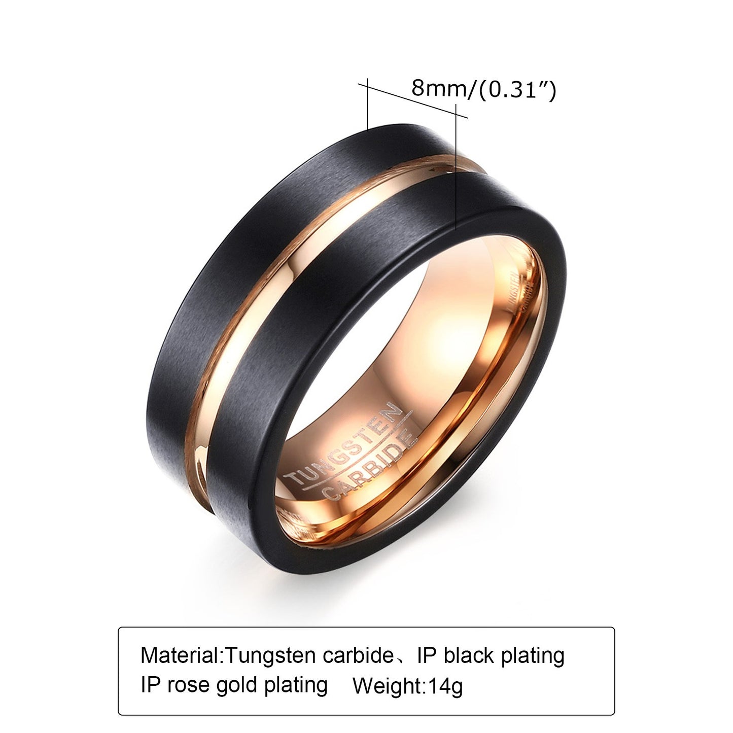 Men’s Tungsten Carbide Ring – Black Groove Design | Heavyweight Gothic Street Style TCR-038