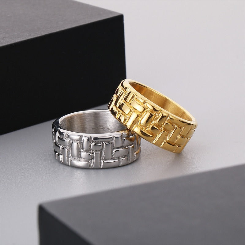 Kemstone Stainless Steel Minimalist Ring – Geometric Circle Band for Men | Urban Gothic Streetwear Style KR107928-KJX